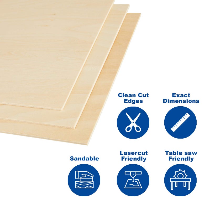 Craftiff Plywood Sheet Board Squares, A Grade, 12 x 12 inch, 1.5mm Thick, Pack of 5 Unfinished Wood for Crafts Basswood by Craftiff - Image 4